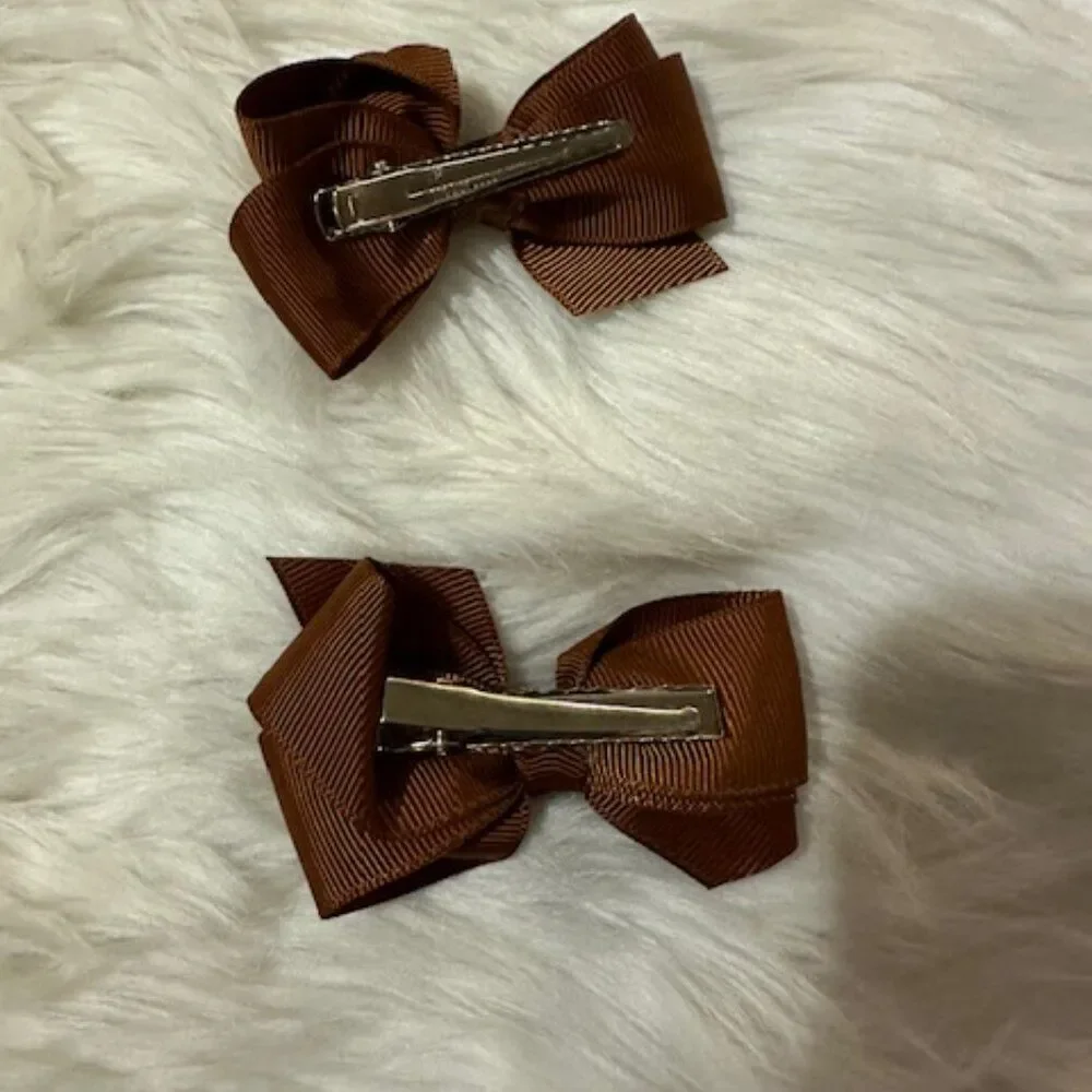 SET of Coffee Brown Boutique Bows    7698   Handmade Boutique